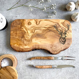 Rustic Olive Wood Deer Engraved Cutting Board