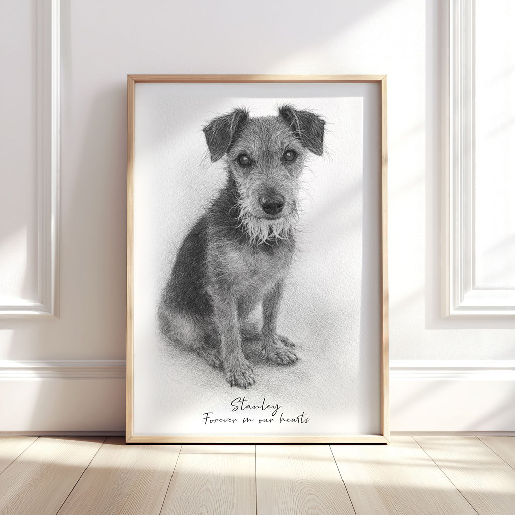 Personalised Black & White Pencil Sketch Dog and Pet Print