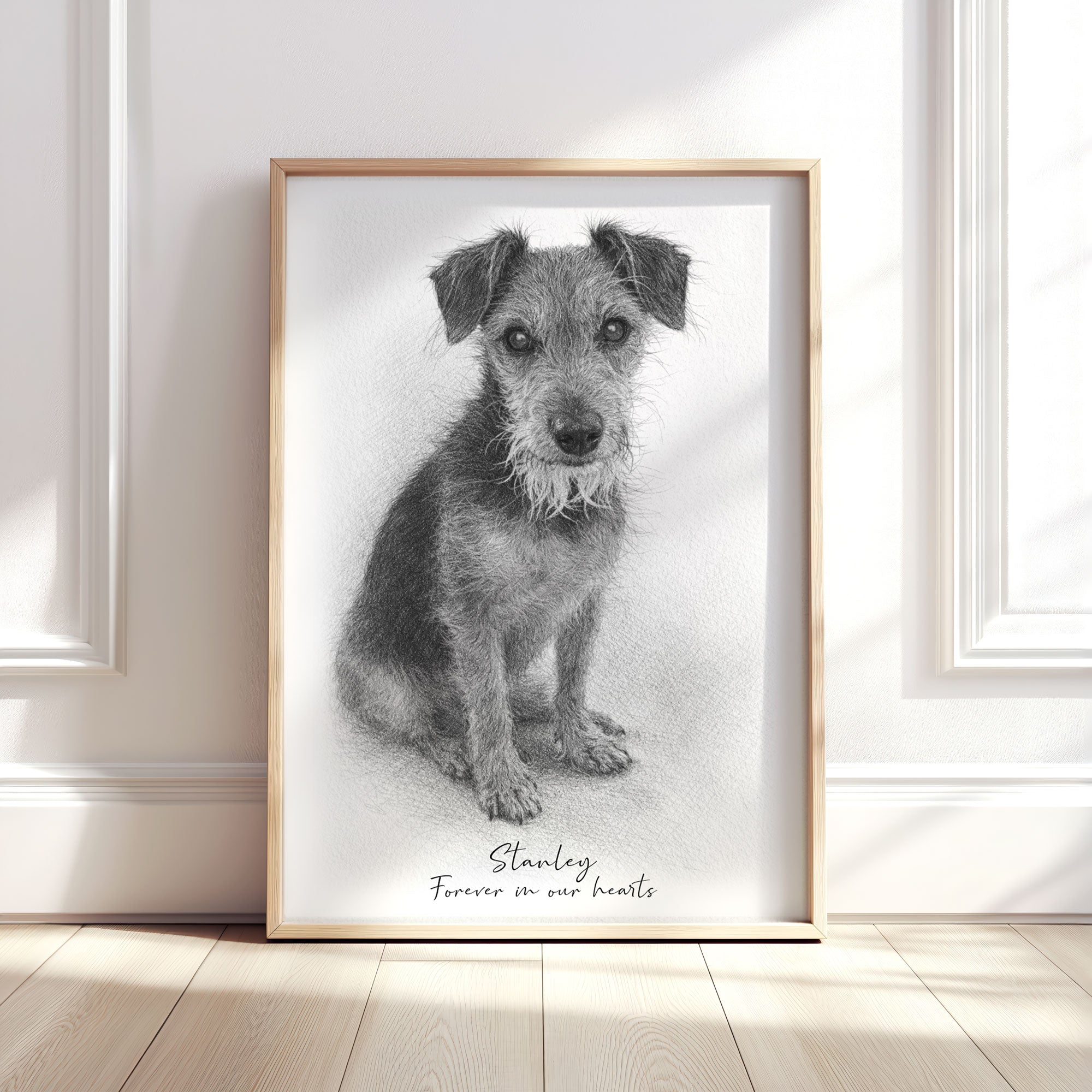 Personalised Black & White Pencil Sketch Dog and Pet Print