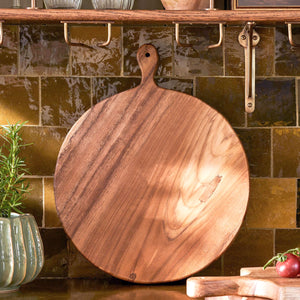 Large Round Natural Teak Chopping Board - Garden Trading