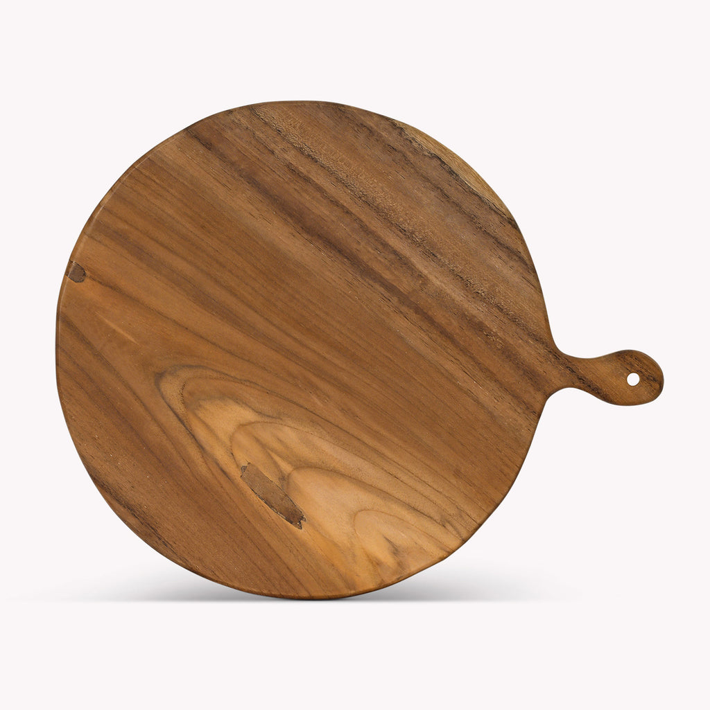 Large Round Natural Teak Chopping Board