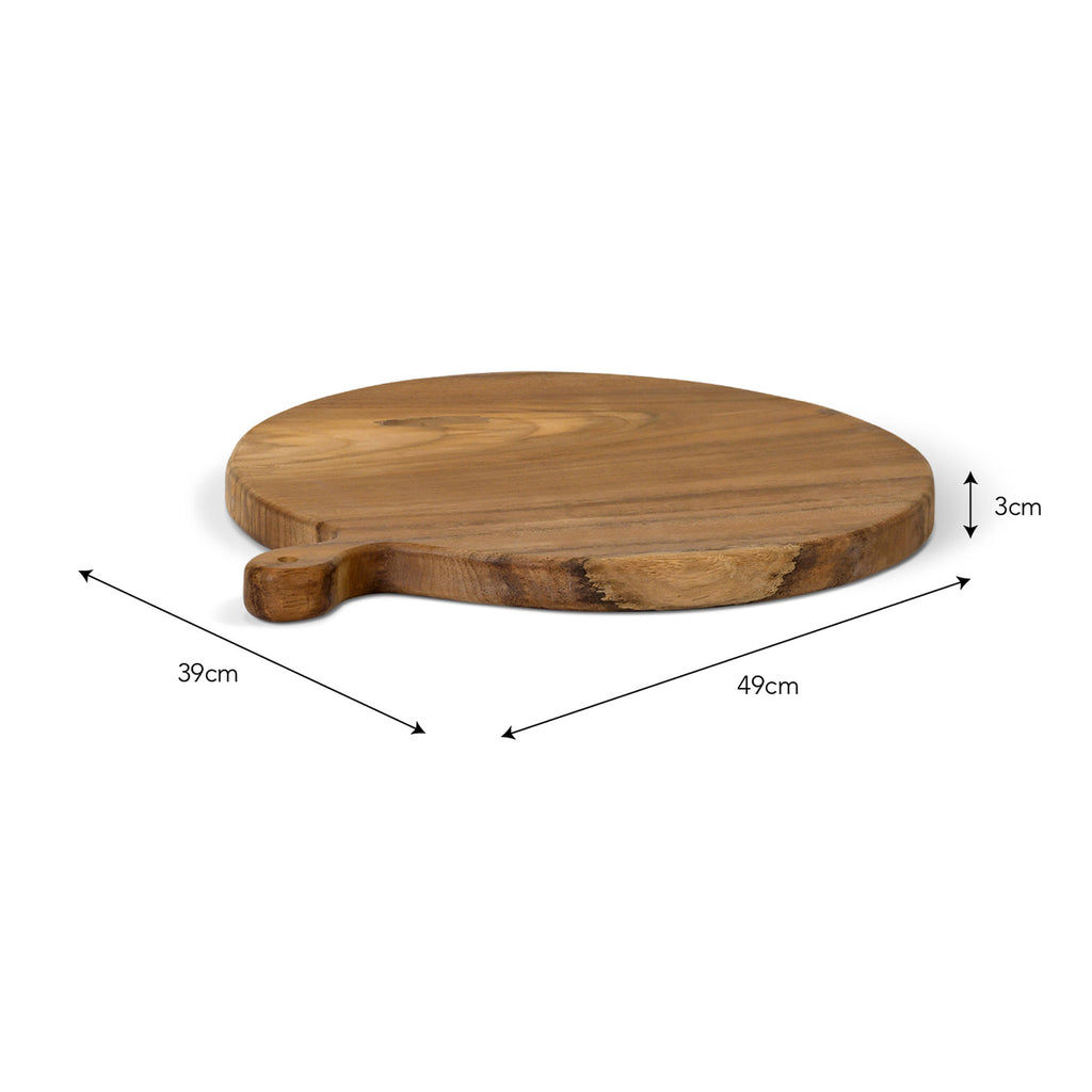 Large Round Natural Teak Chopping Board