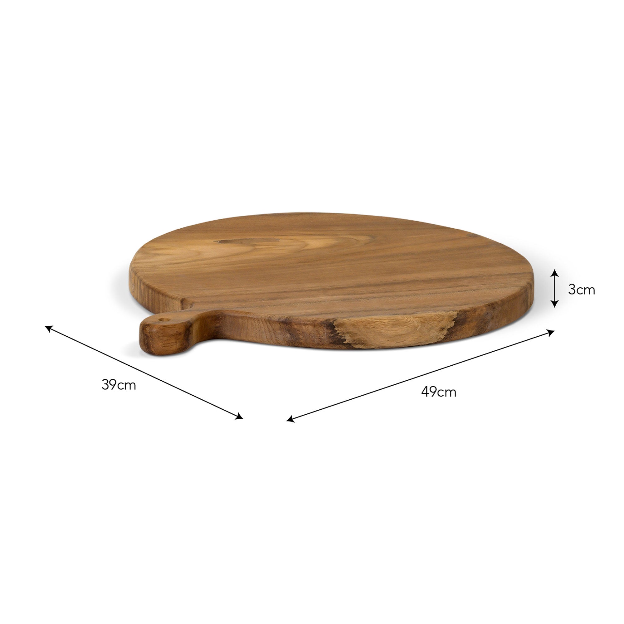 Large Round Natural Teak Chopping Board