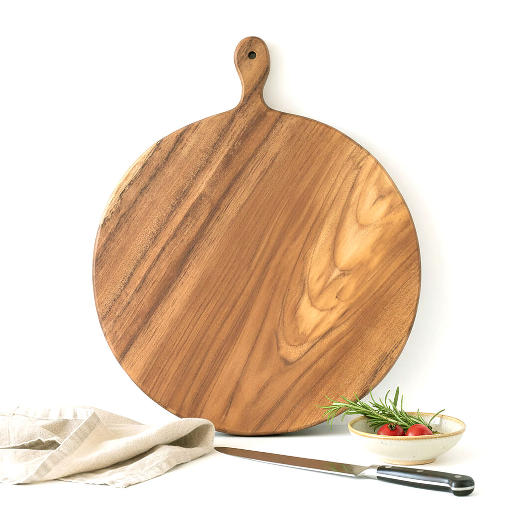 Large Round Natural Teak Chopping Board