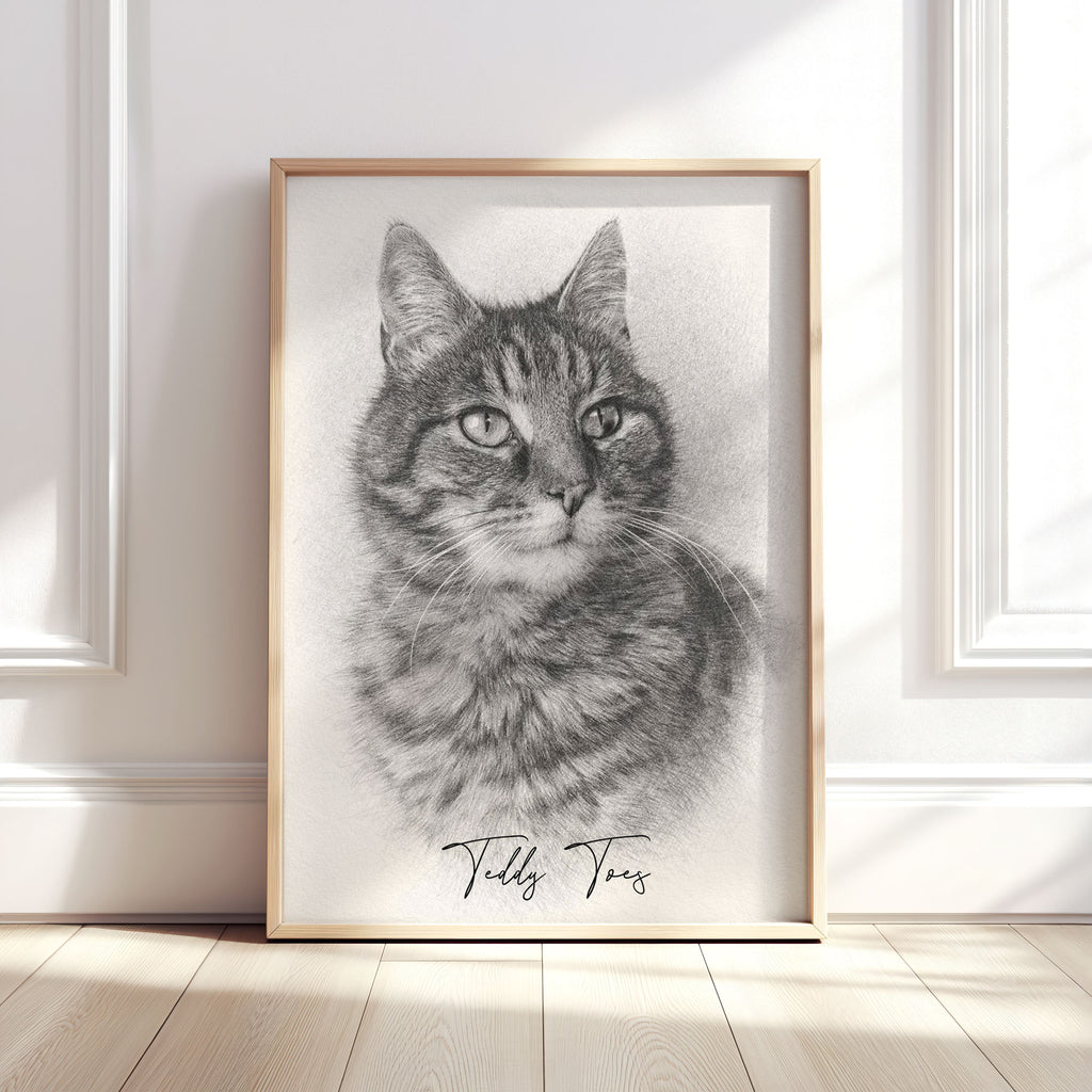 Personalised Black & White Pencil Sketch Dog and Pet Print