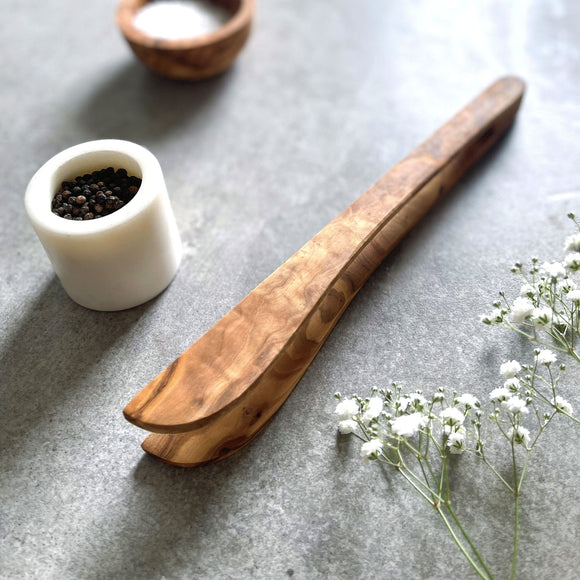 Handcrafted Olive Wood Rustic Wooden Kitchen Tongs
