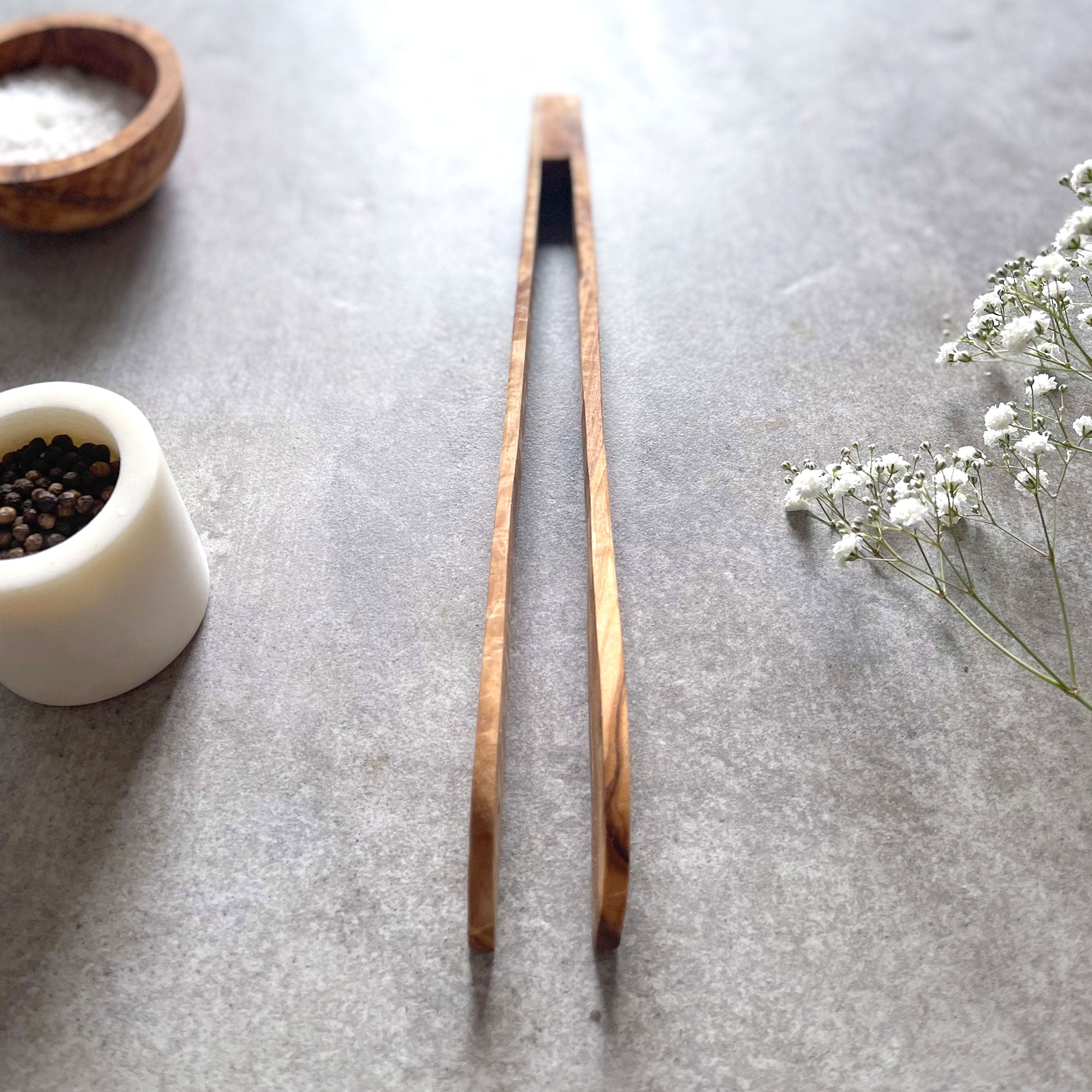 Handcrafted Olive Wood Rustic Wooden Kitchen Tongs
