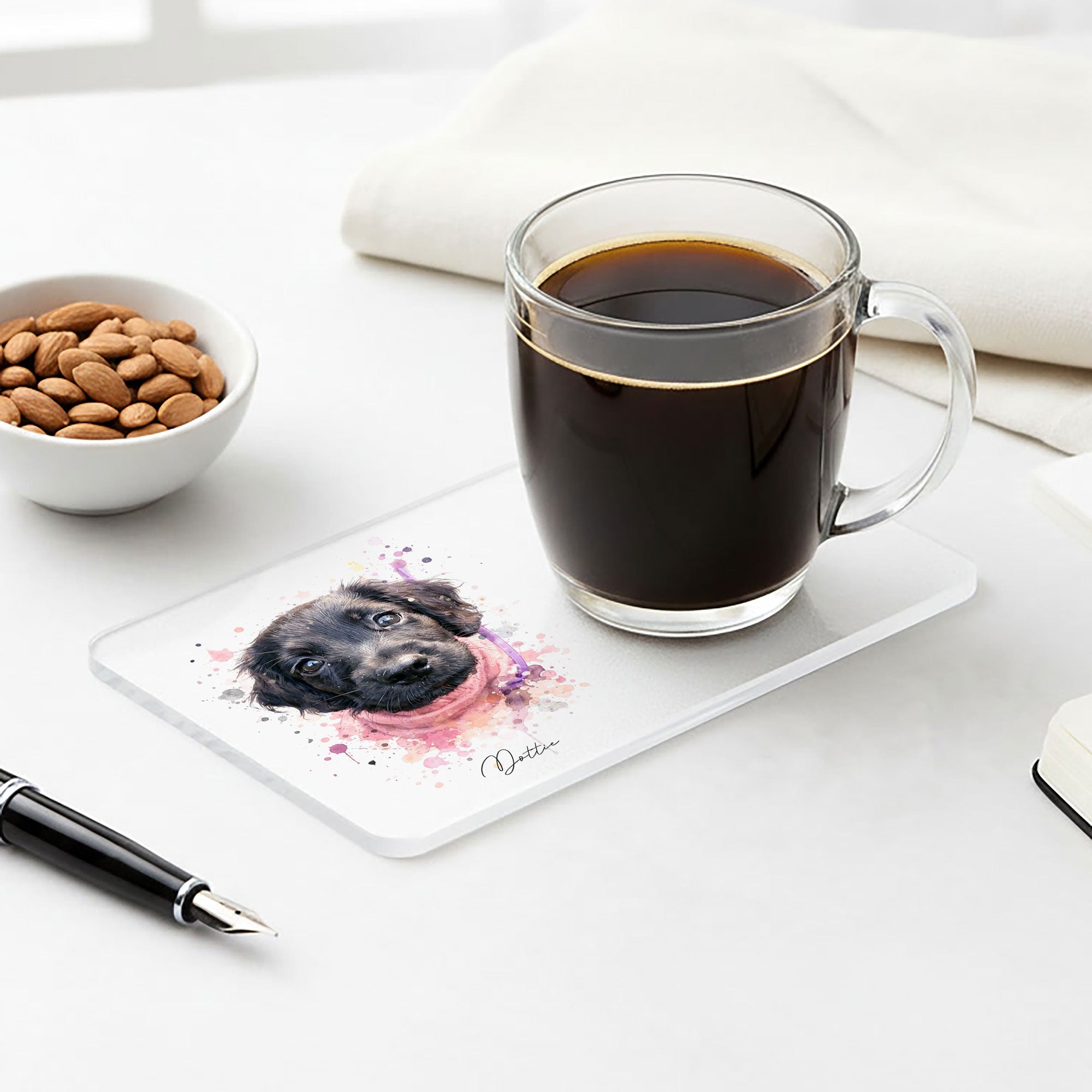 Personalised Watercolour Pet Portrait Coaster