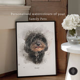 Personalised Watercolour Dog Portrait Print with Free Coaster