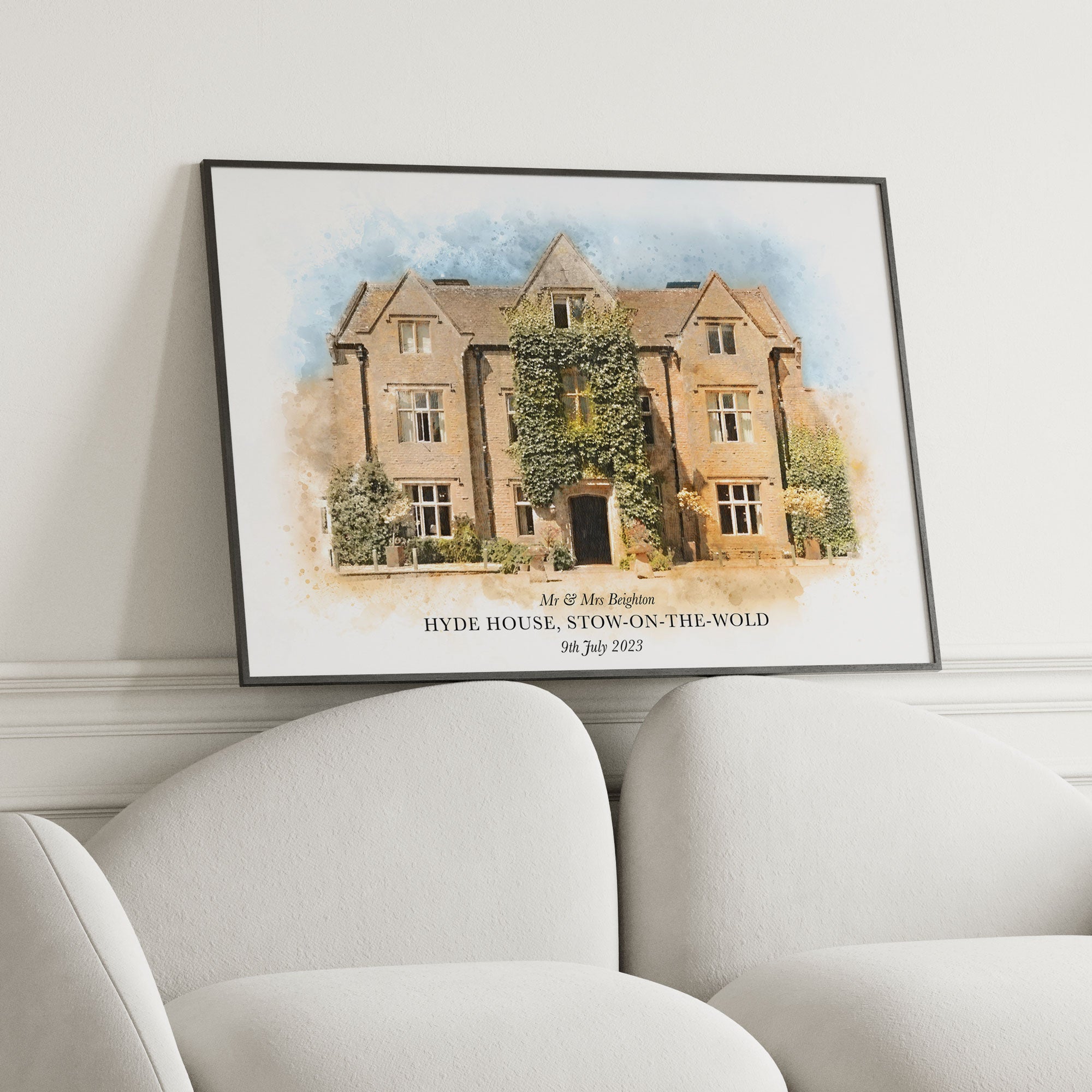 Personalised Watercolour Wedding Venue or Church Portrait Print