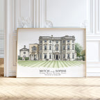 Personalised Watercolour Wedding Venue Portrait Print