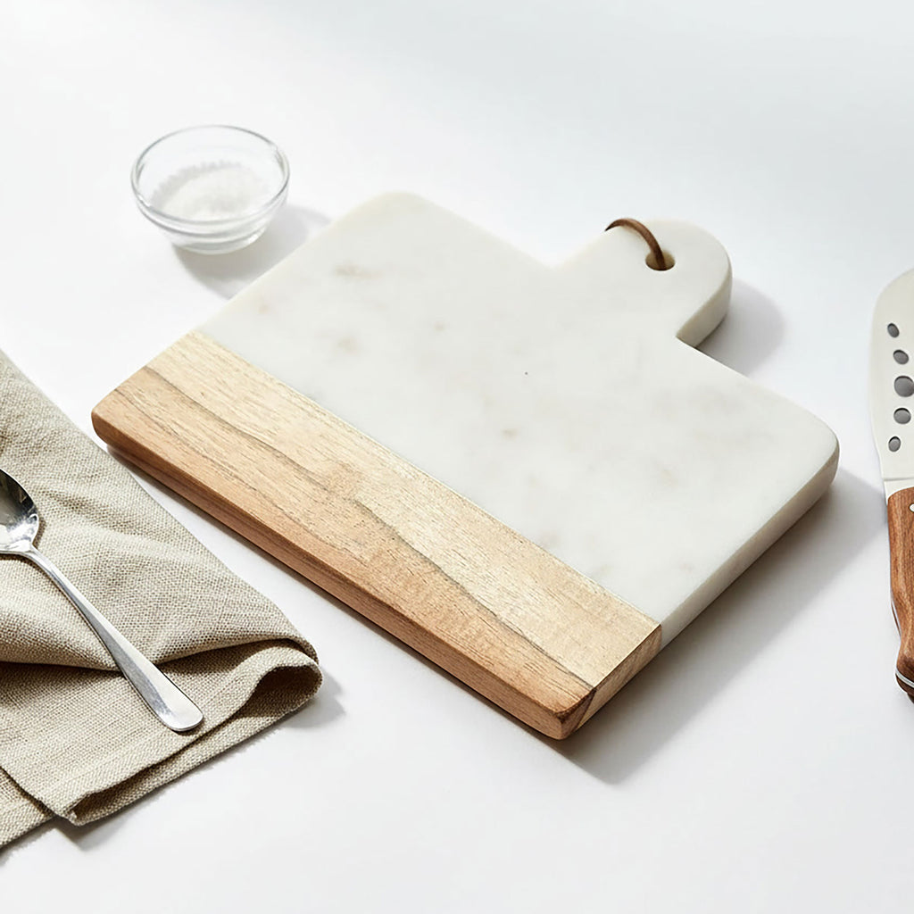 Marble And Acacia Wood Cheese Board - In Grey or White