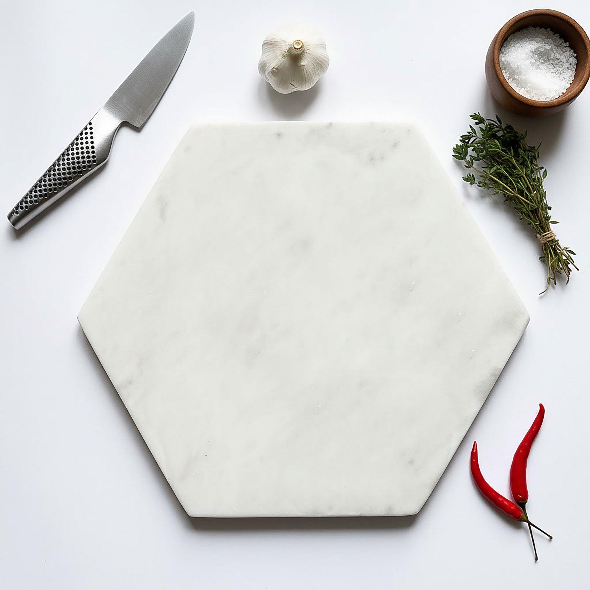 Marble Hexagonal Serving Platter - in Grey or White