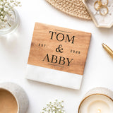 Personalised Coffee Table Marble & Acacia Wood Coaster
