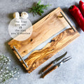 Olive Wood Resin River Tray - White Vein | Length 15.7" (40cm) Steel Handles