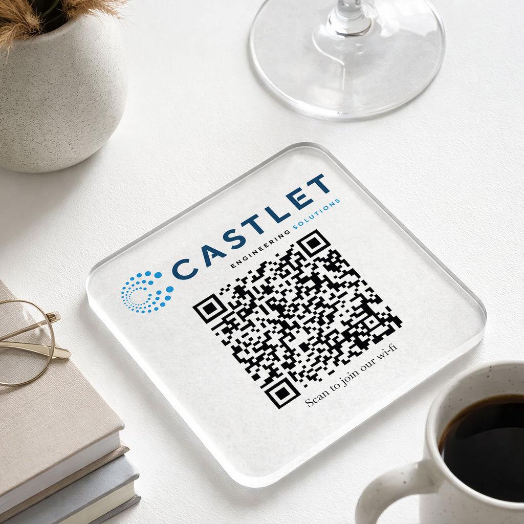 Your Own Logo Wifi QR Code Acrylic Coaster