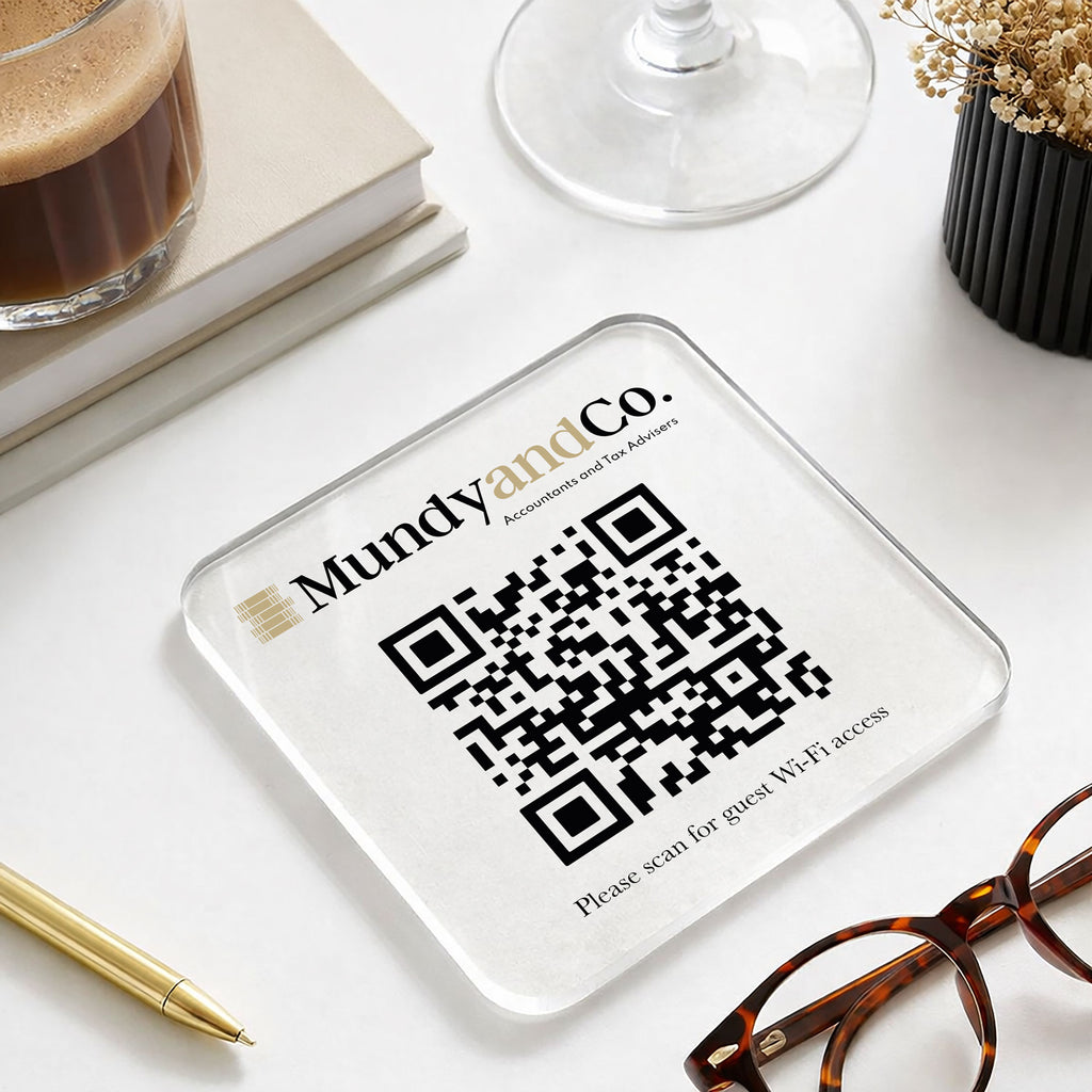Your Own Logo Wifi QR Code Acrylic Coaster