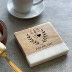 Personalised Marble & Wood Coaster