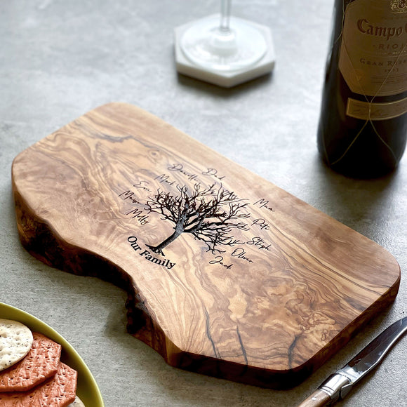 Personalised Family Tree Rustic Wooden Chopping Board