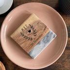 Personalised Marble & Wood Coaster