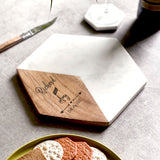 Personalised Marble & Wood Hexagonal Serving Platter