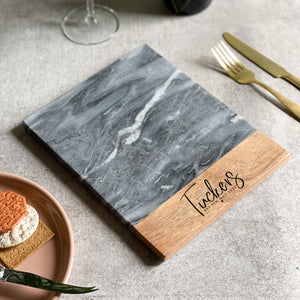 Personalised Marble And Acacia Cheese Board