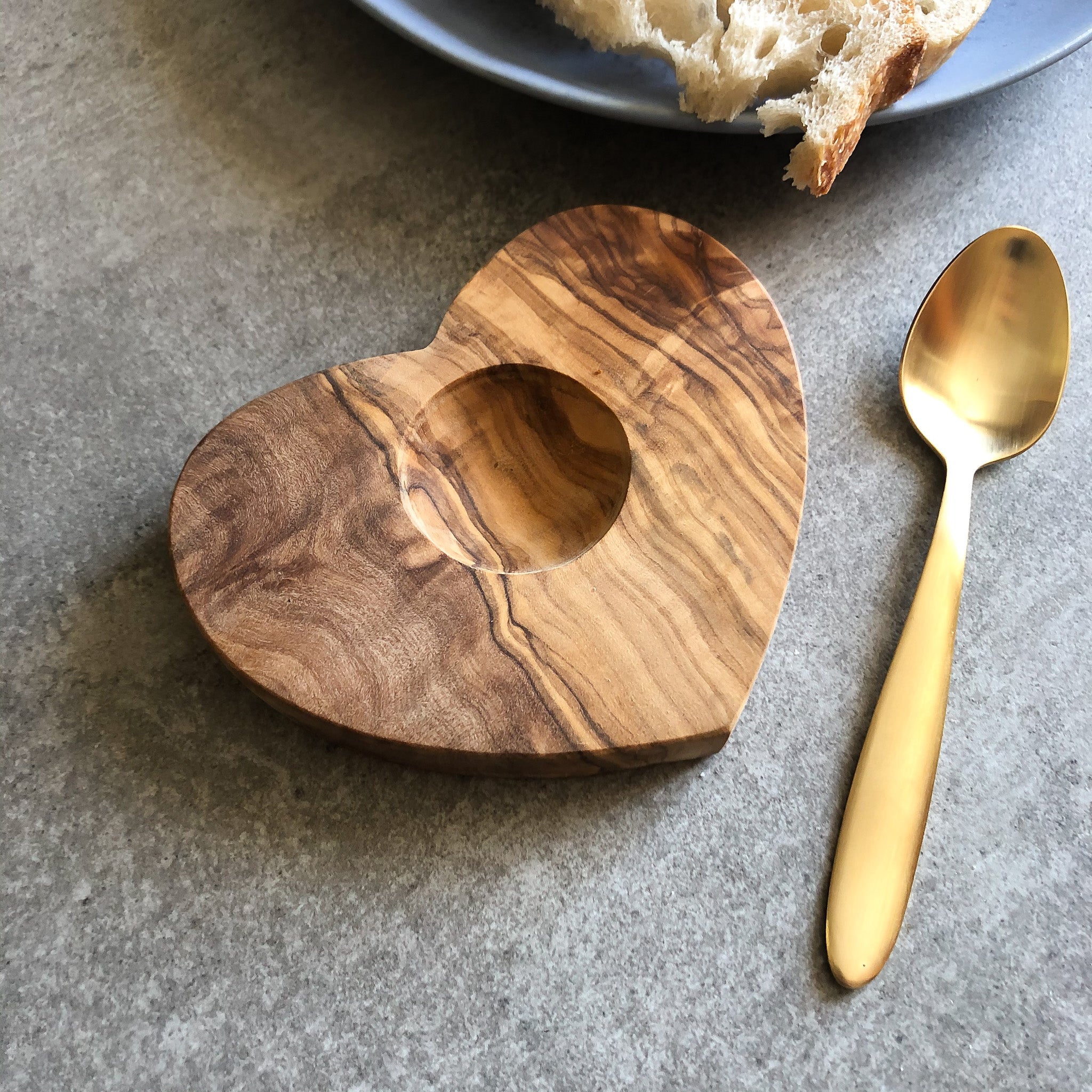 Olive Wood Heart Shape Egg Holder