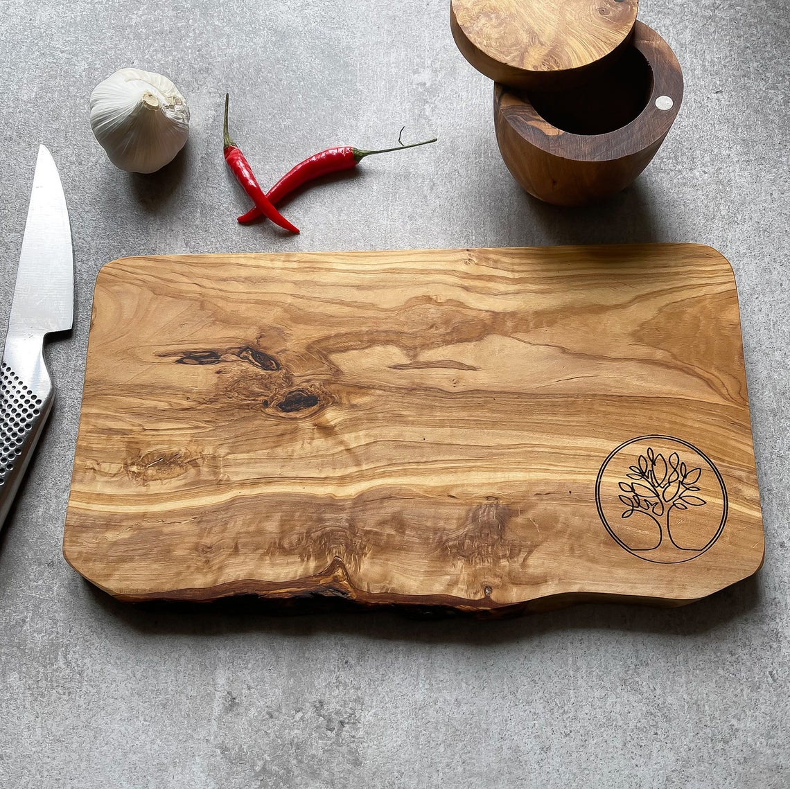 Your Own Logo Engraved Olive Wood Chopping/Cheese Board - L30cm