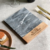 Your Own Logo Engraved Grey Marble And Acacia Cheese Board