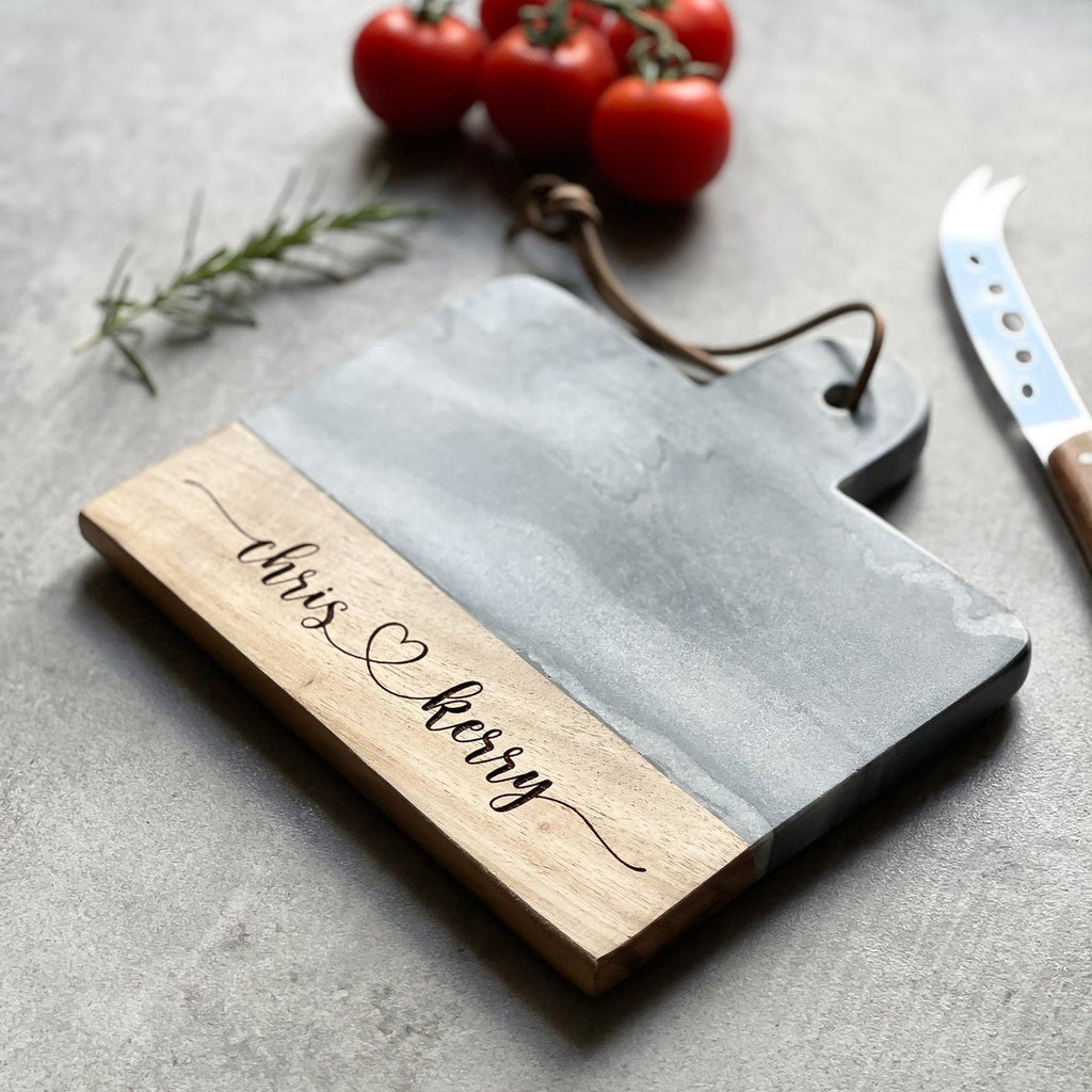 Personalised Marble & Acacia Wood Cheese Board