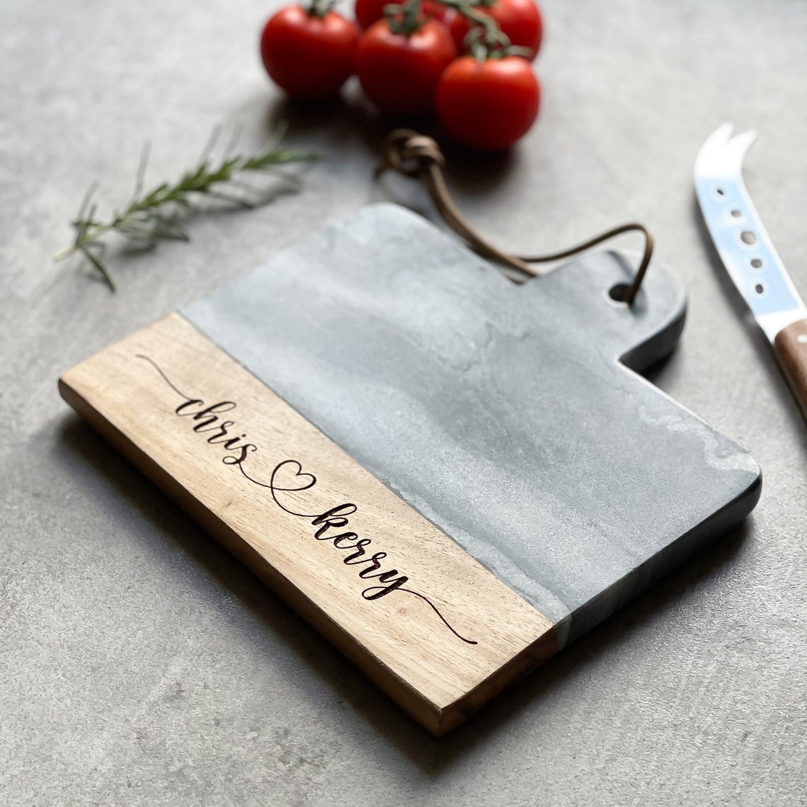 Personalised Marble & Acacia Wood Cheese Board