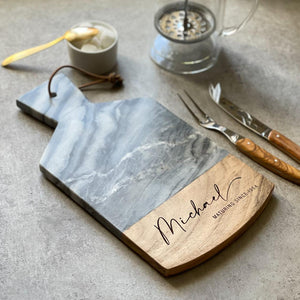 Personalised Marble & Acacia Wood Cheese Board