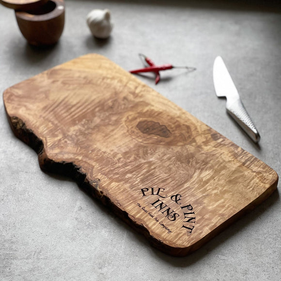 Your Own Logo Engraved Olive Wood 40cm x 17cm Chopping/Cheese Board