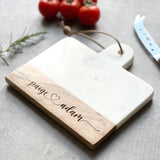 Personalised Marble & Acacia Cheese Board with Heart Design | Wedding Gift