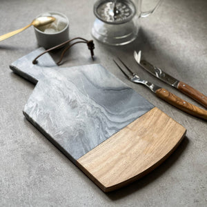 Marble And Acacia Wood Cheese Board - 35cm x 18cm