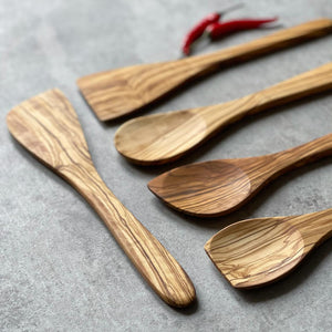 Olive Wood 5 Piece Kitchen Spatula/Spoon Set