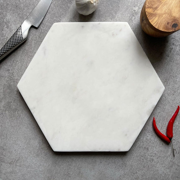 White Marble Hexagonal Serving Platter
