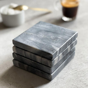 Set of 4 Grey Marble Square Coasters