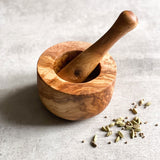 Traditional Olive Wood Pestle and Mortar