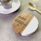 Mother Definition Marble & Acacia Coaster