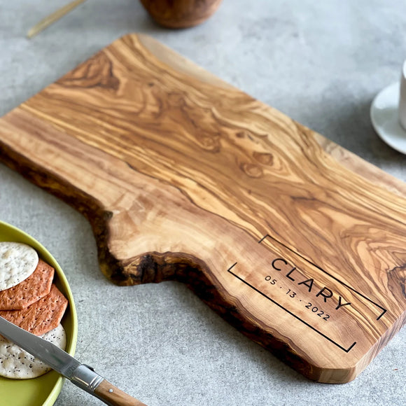 Personalized Rustic Olive Wood Cutting Board