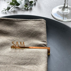 Gold Mirrored Wedding Place Setting Napkin Name Tags